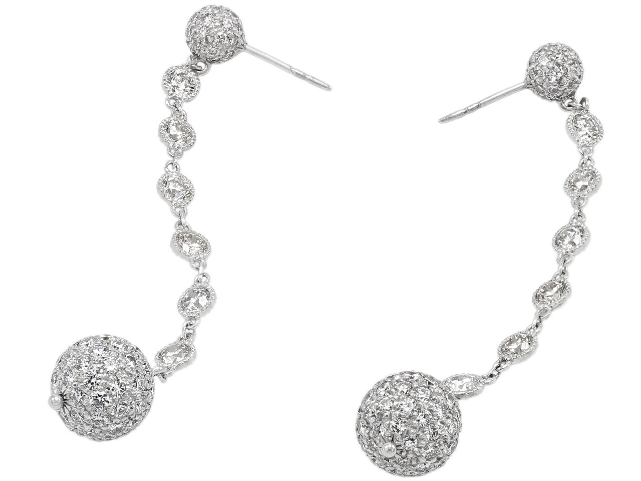 Diamond Dangle Earrings in 18K White Gold