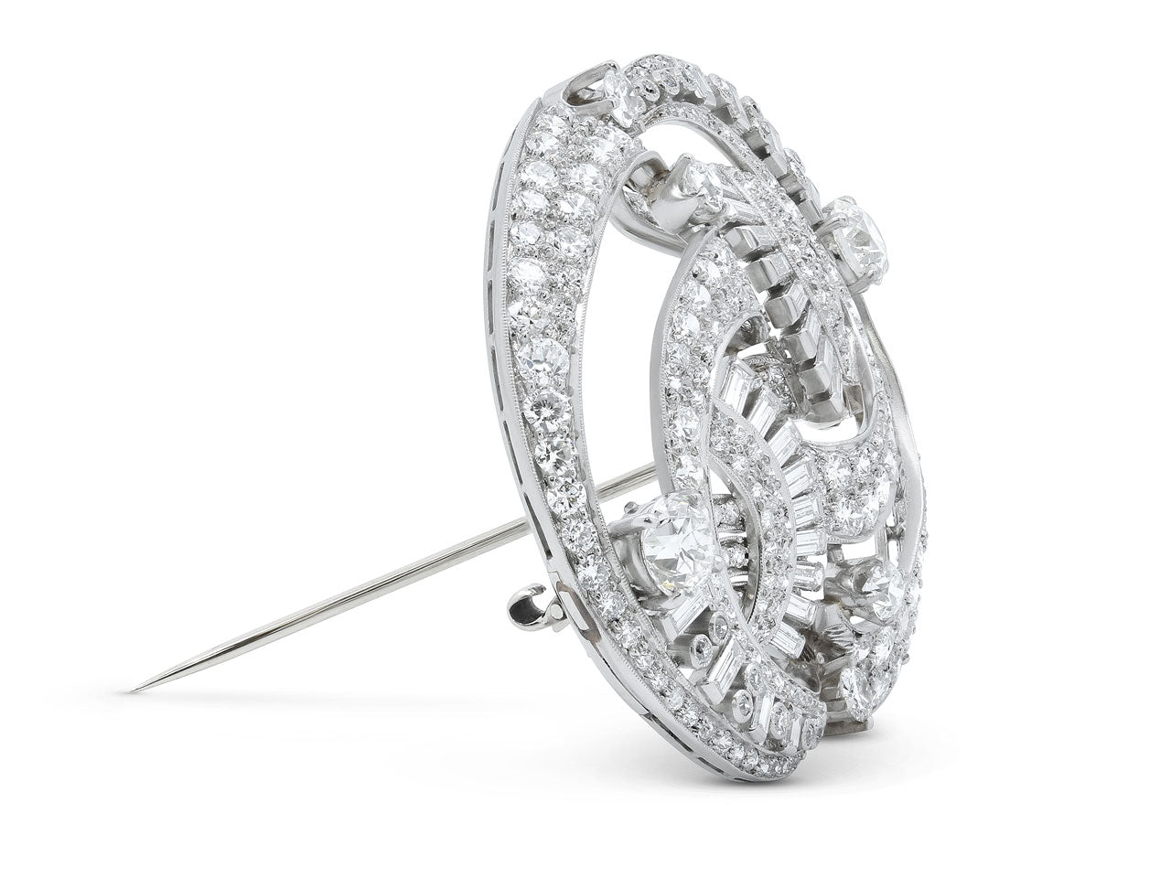 Mid-Century Diamond Brooch in Platinum
