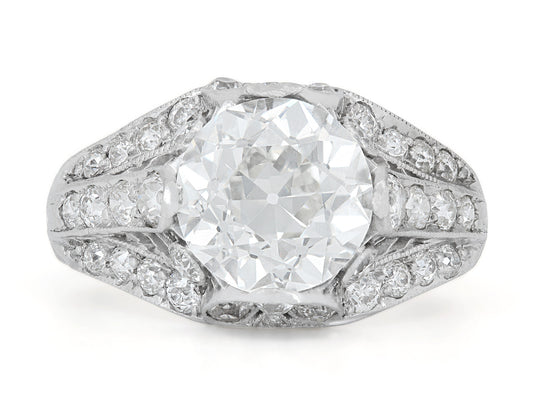 Art Deco Diamond Ring, 2.28 Carat J/VS-2, in Platinum