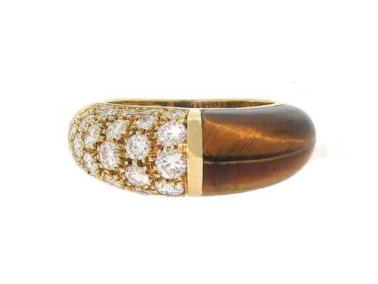 Cartier Diamond and Tiger's Eye Ring in 18K Gold