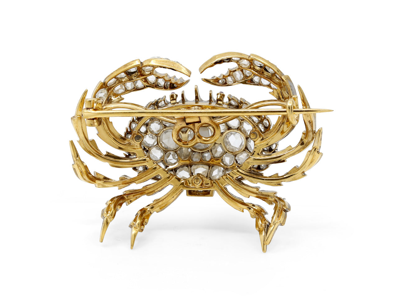 Antique Victorian Diamond Crab Brooch in 18K Gold