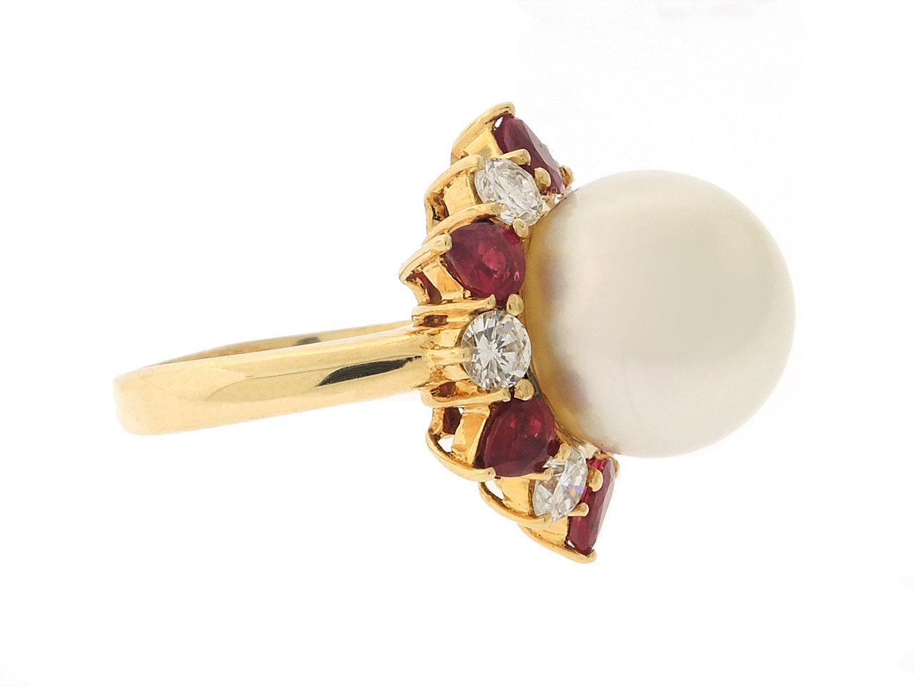 South Sea Pearl, Ruby and Diamond Ring in 18K