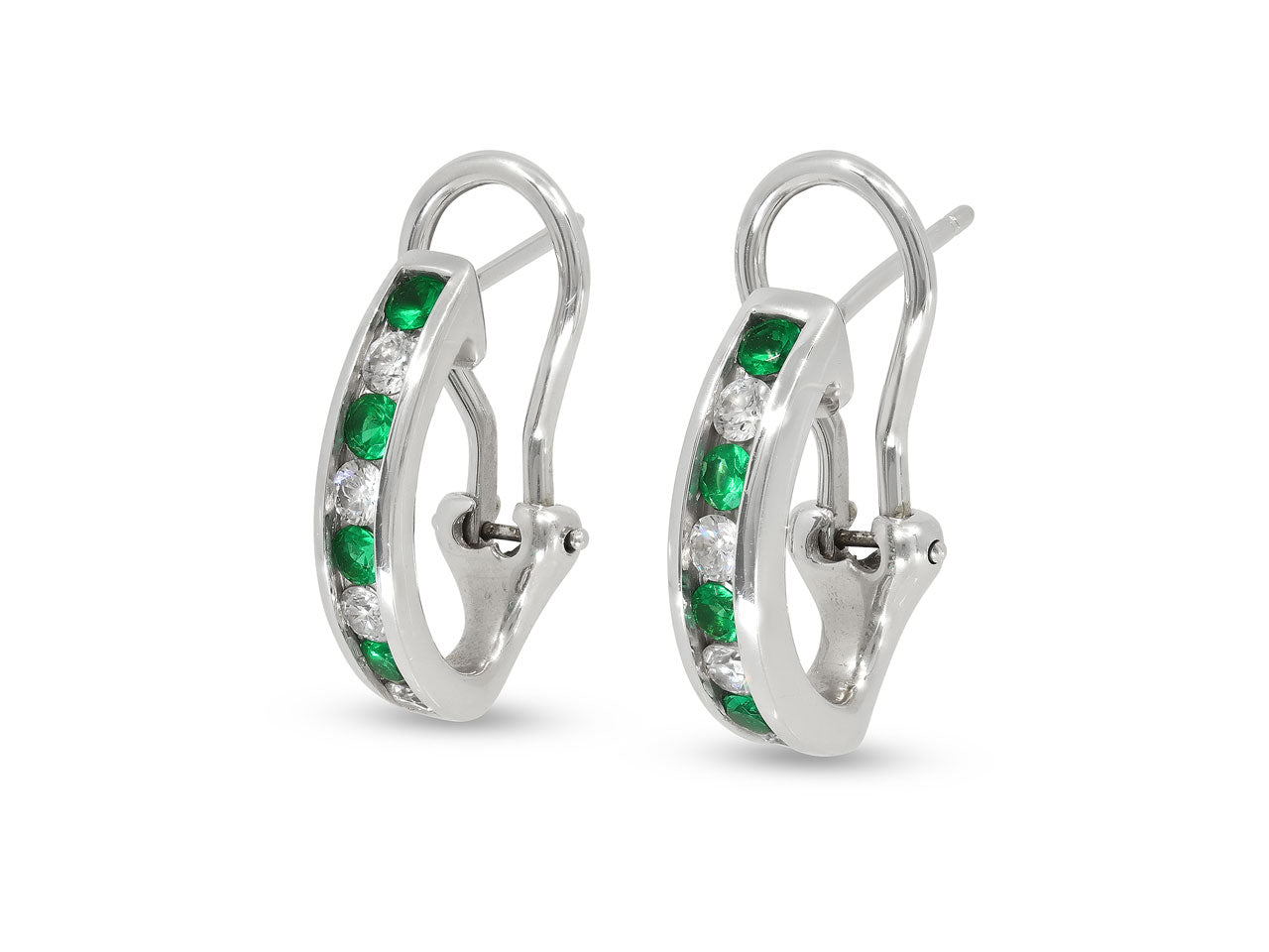 Tiffany & Co. Emerald and Diamond Earrings in 18K White Gold