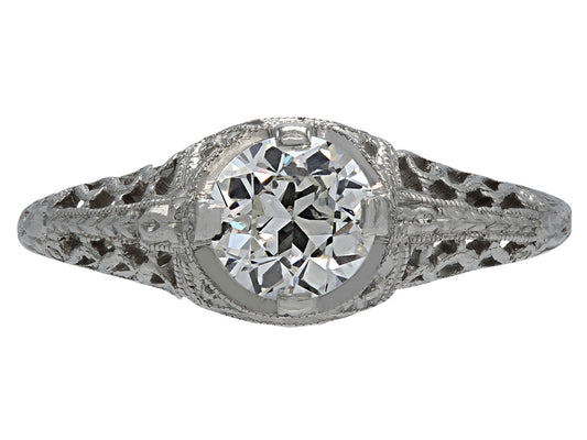 Art Deco 0.62 carat I/VS-1 Diamond Solitaire Ring in Platinum