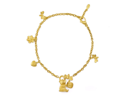 Bear with Honeypot Charm Bracelet in 24K Gold