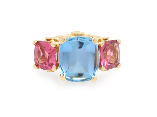 Temple St. Clair Aquamarine and Tourmaline Ring in 18K Gold