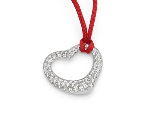 Tiffany & Co. Elsa Peretti Diamond 'Open Heart' Pendant in Platinum, 22mm