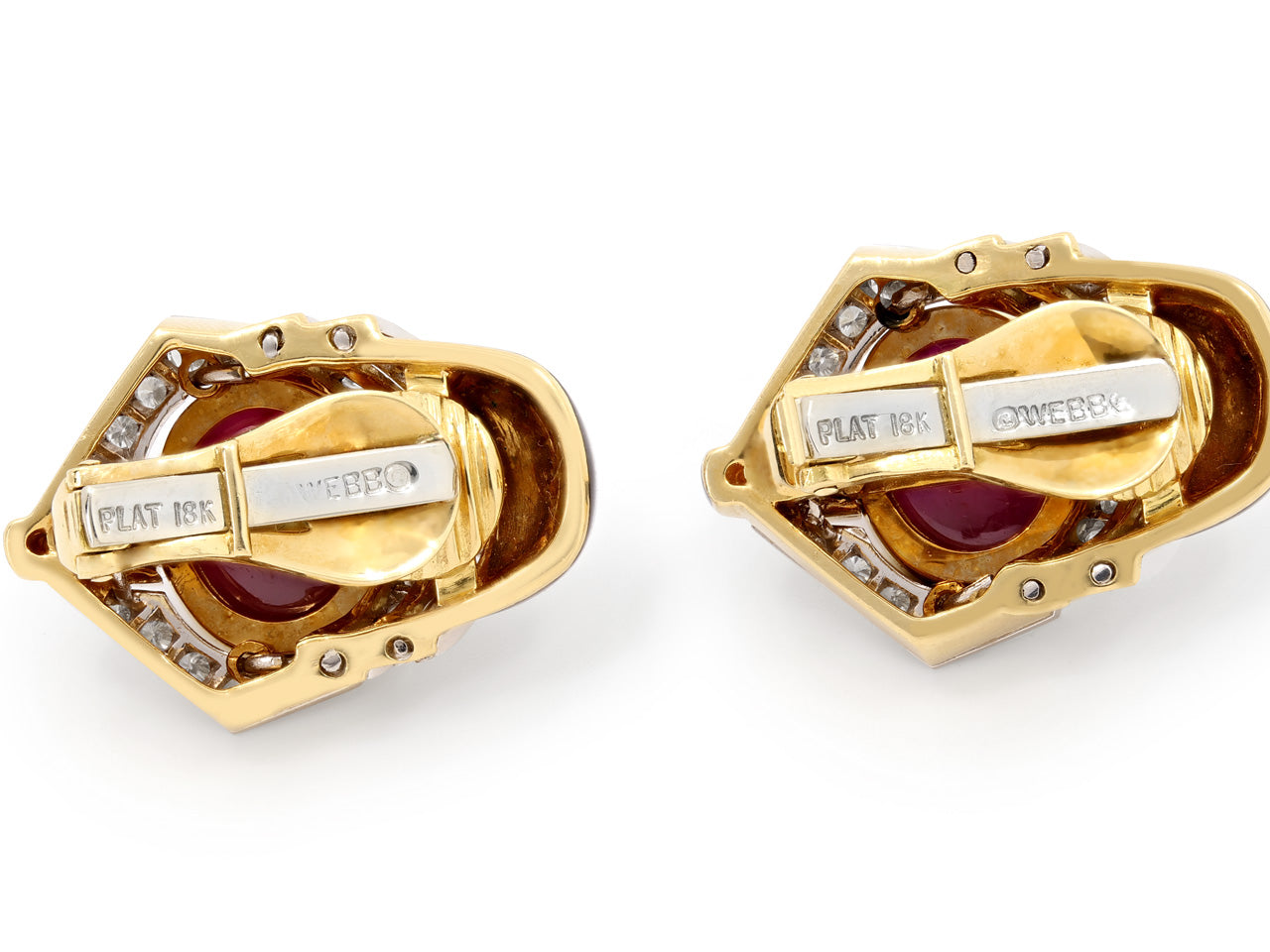 David Webb Ruby, Diamond and Enamel Earrings in 18K and Platinum