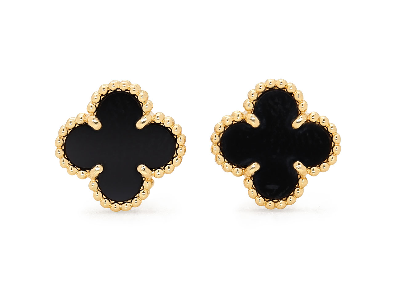 Van Cleef & Arpels 'Sweet Alhambra' Onyx Earrings in 18K Gold
