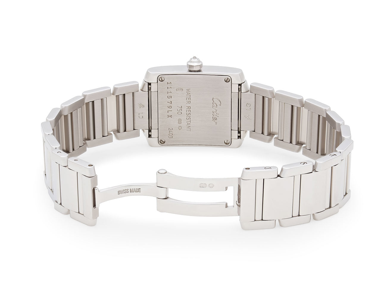 Cartier 'Tank Française' Diamond Watch in 18K White Gold, Small Model