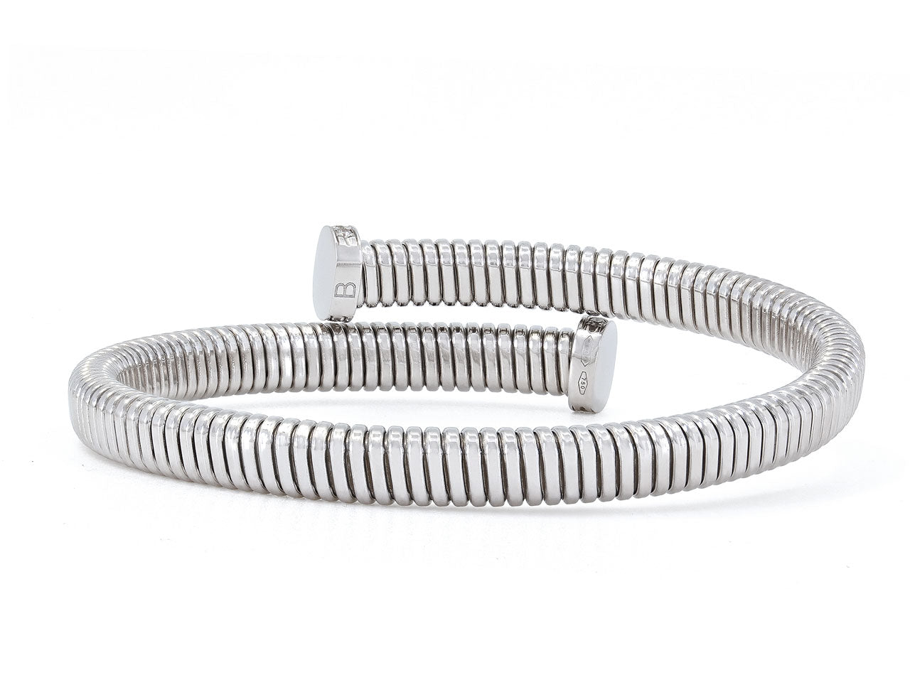 Tubogas Bypass Bracelet with Nail Head Terminals in 18K White Gold, by Beladora