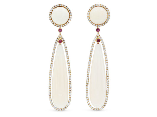 White Coral and Diamond Earrings in 18K Gold