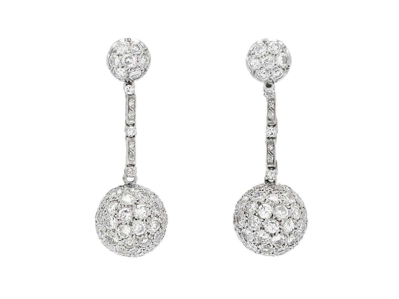 Diamond Ball Drop Earrings in Platinum