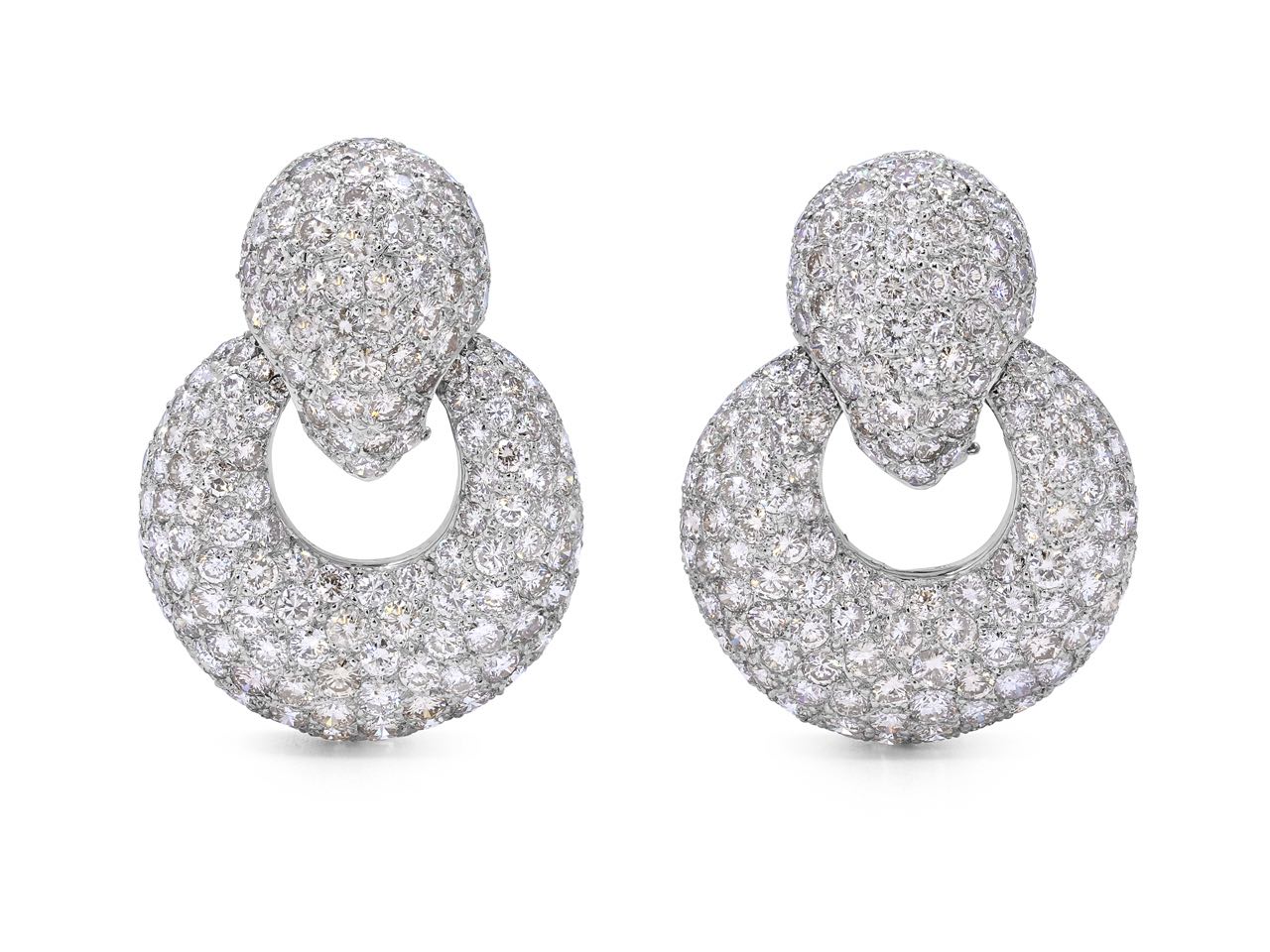 Diamond Door Knocker Earrings in 14K White Gold