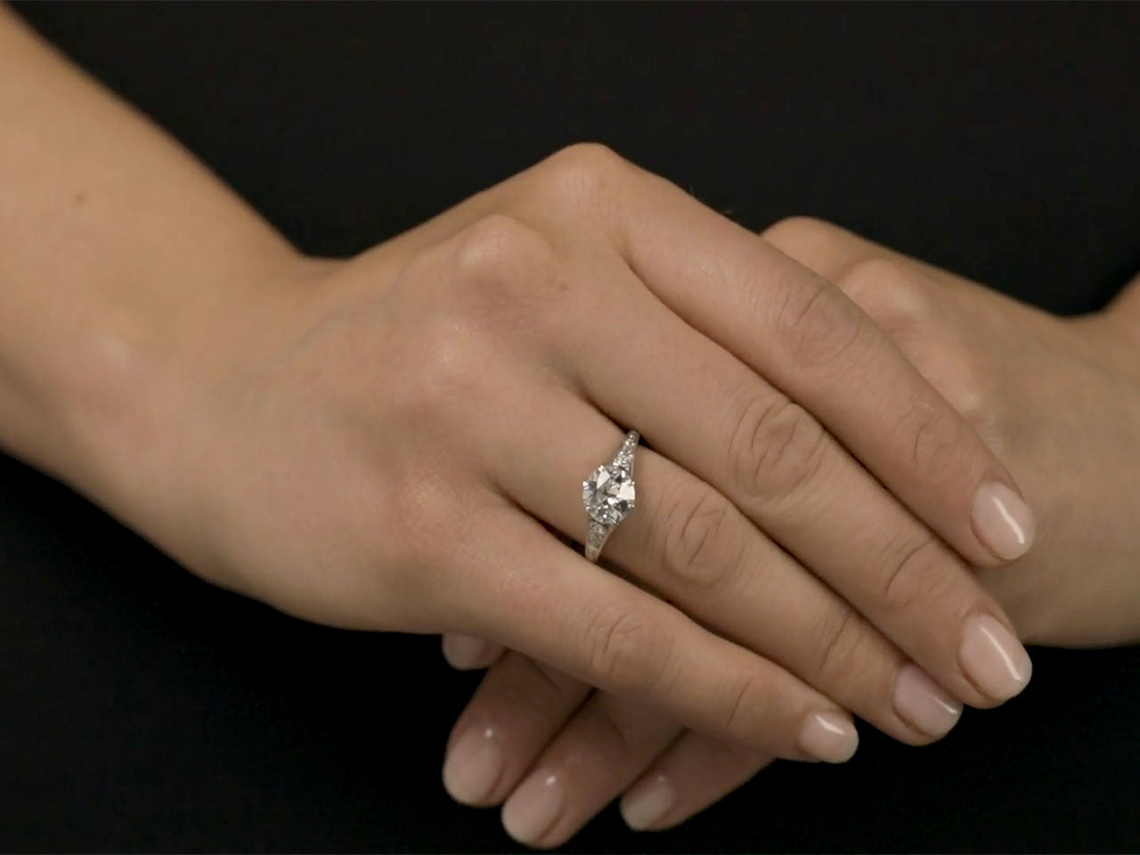 Art Deco Diamond Solitaire Ring, 1.62 carat F/SI-1, in Platinum