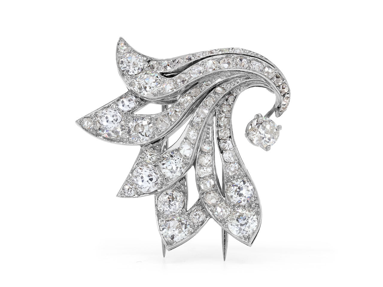 Art Deco Mellerio dits Meller Diamond Brooch in Platinum