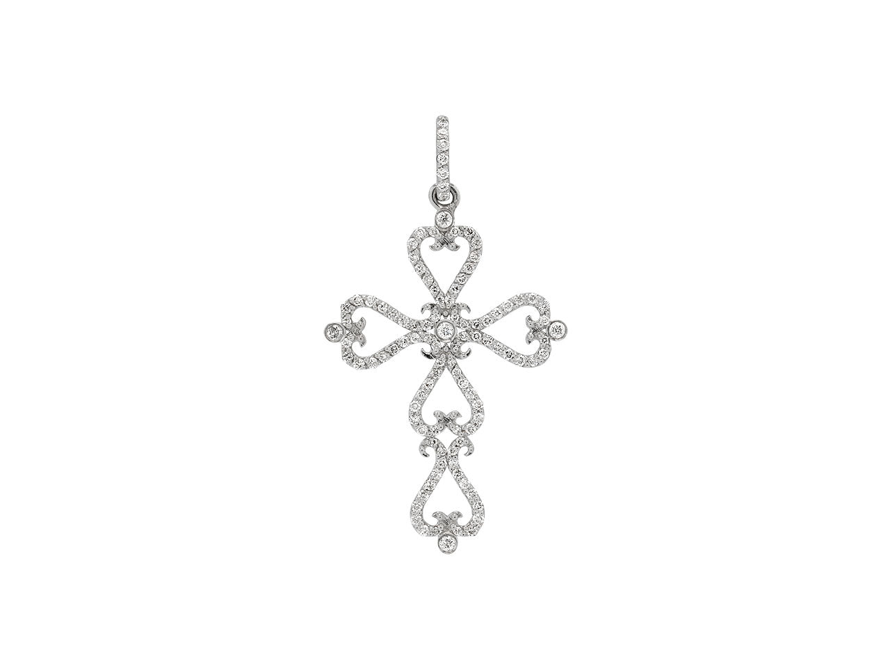 Rhonda Faber Green Diamond Cross Pendant in 18K White Gold