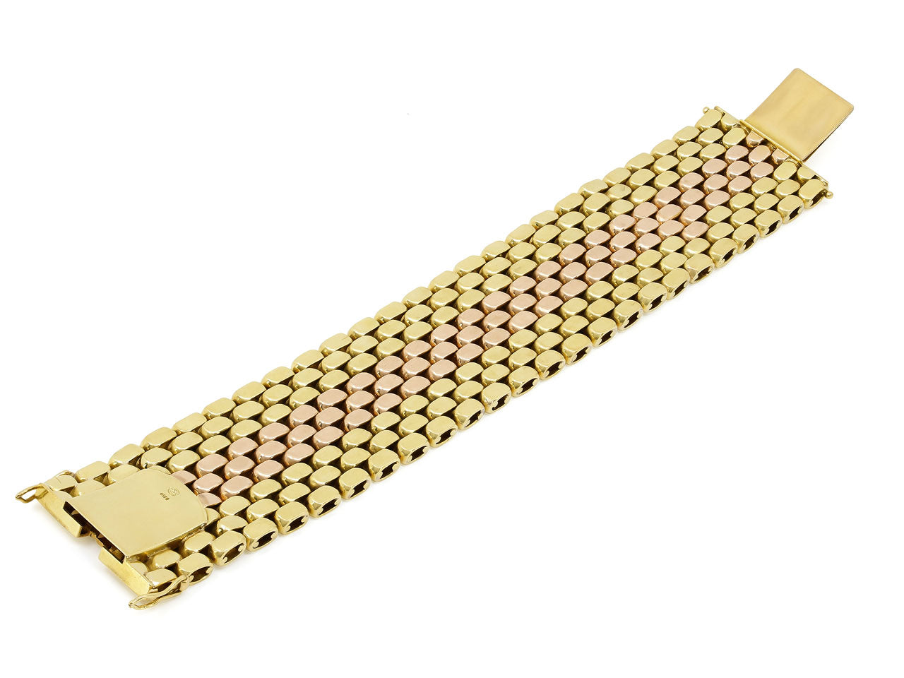 Two Tone Brick Link Bracelet in 18k Gold