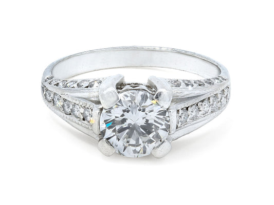 Diamond Ring, 1.31 carat F/ SI-1, in Platinum