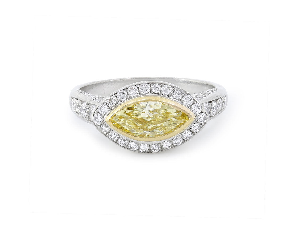 Fancy Yellow Marquise Diamond Ring in Platinum