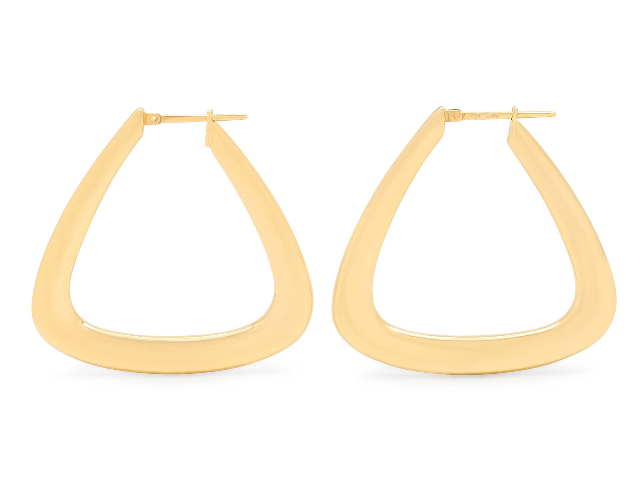 Triangle Hoop Earrings in 18K Gold, Small, by Beladora