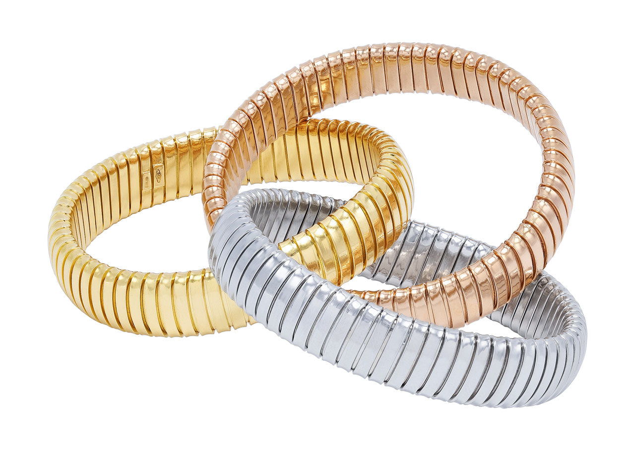 Rolling Bracelet in 18K Yellow, White and Rose Gold, 12mm, by Beladora