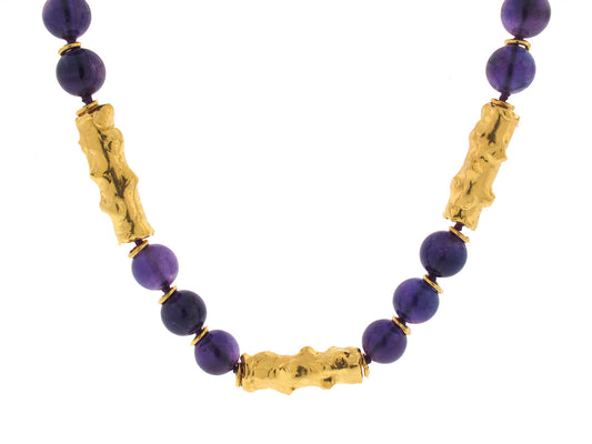 Jean Mahie Amethyst Bead Necklace in 22K Gold