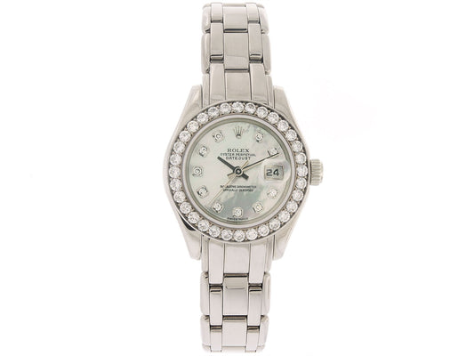 Rolex Lady-Datejust 'Pearlmaster' with Mother-of-Pearl Dial and Diamond Bezel in 18k White Gold, 29mm