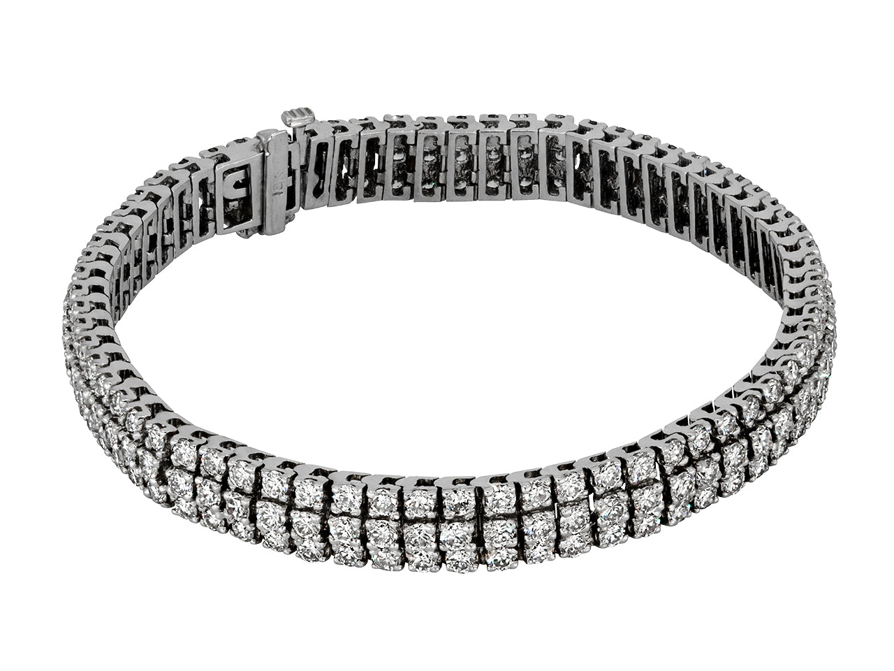 Three Row Diamond Bracelet in 18K White Gold