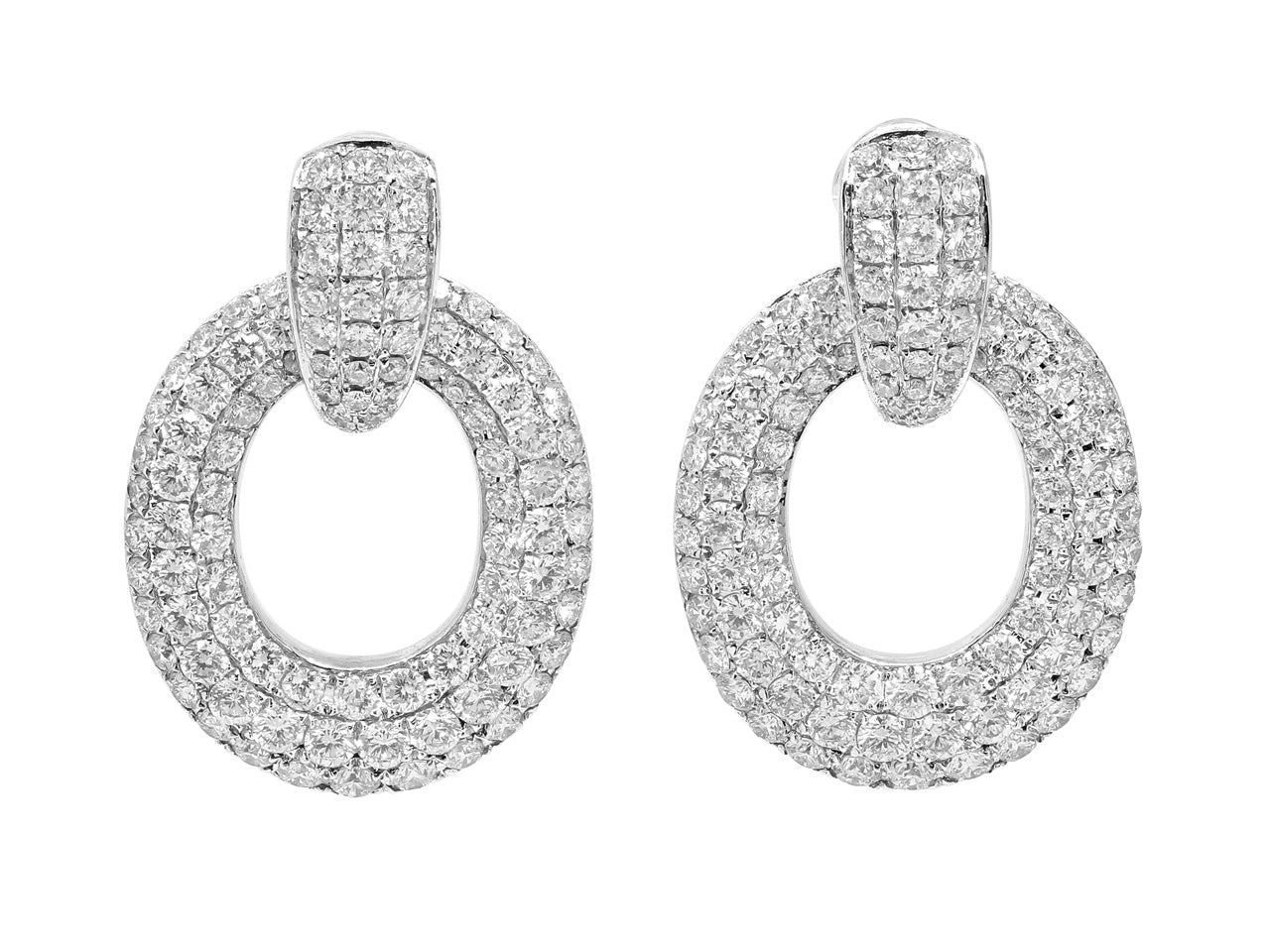 Diamond Door Knocker Earrings in 18K White Gold