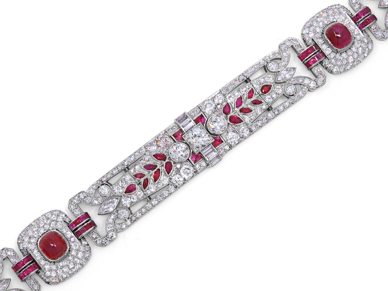 Art Deco Ruby and Diamond Bracelet in Platinum