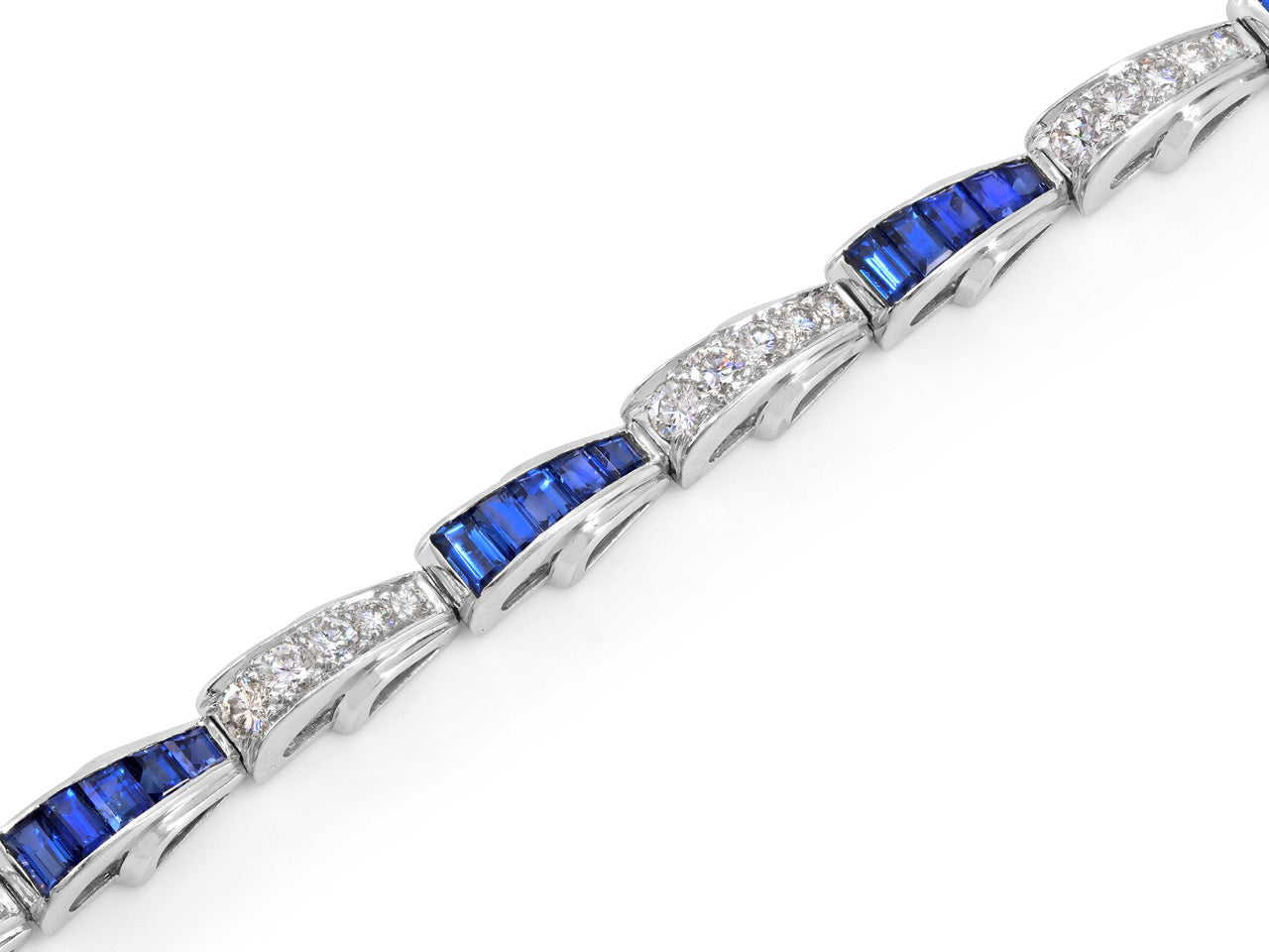 Oscar Heyman Sapphire and Diamond Bracelet in Platinum