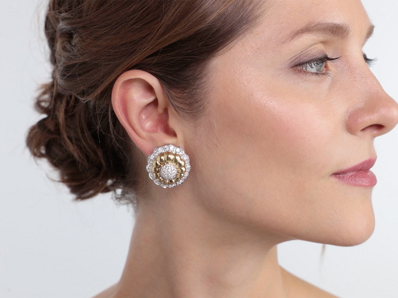 Floral Diamond Earrings in 18K Gold
