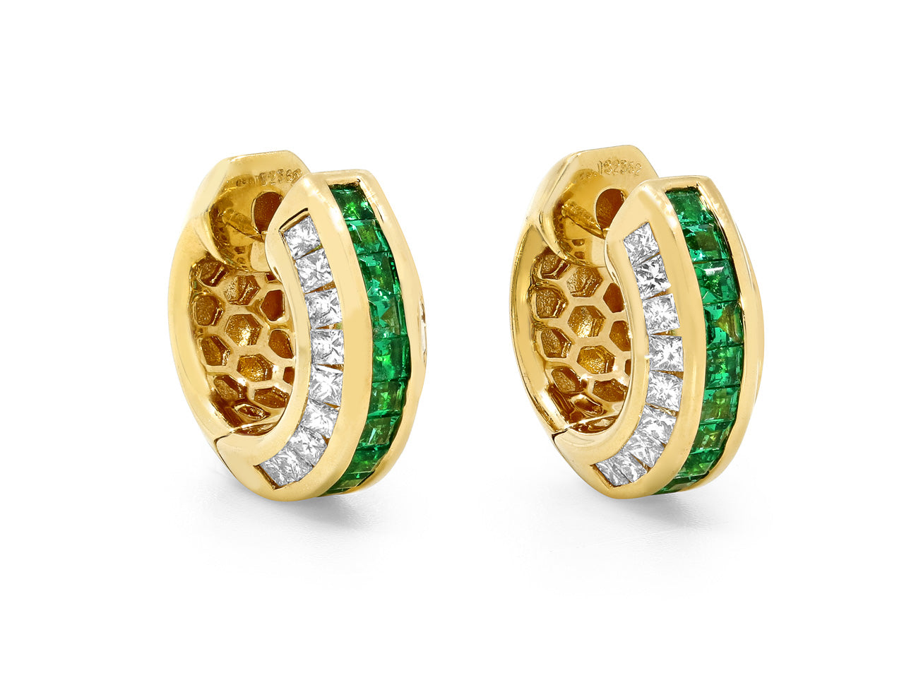 Emerald and Diamond Huggie Earrings in 18K Gold, by Kurt Wayne