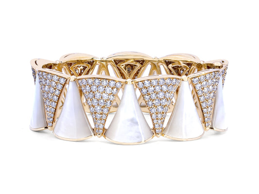 Bulgari 'Divas' Dream' Diamond and Mother-of-Pearl Bangle in 18K Rose Gold