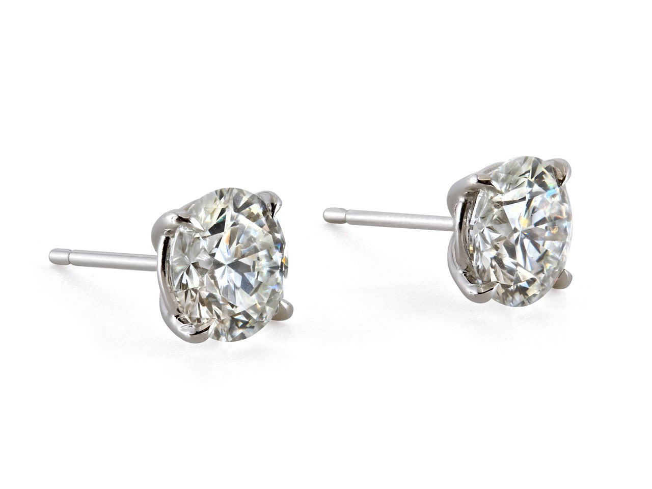 Diamond Stud Earrings, 4.24 total carats Triple Ex, in Platinum