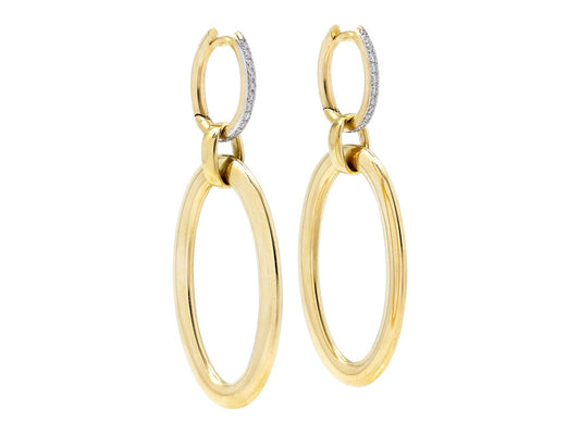 Gold Hoop Earrings, with Diamond Tops, in 18K Gold, by Beladora