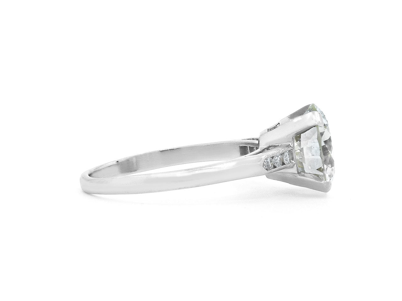 Art Deco Old Circular Brilliant Cut Diamond Ring, 3.22 carat, M/VS1, in Platinum