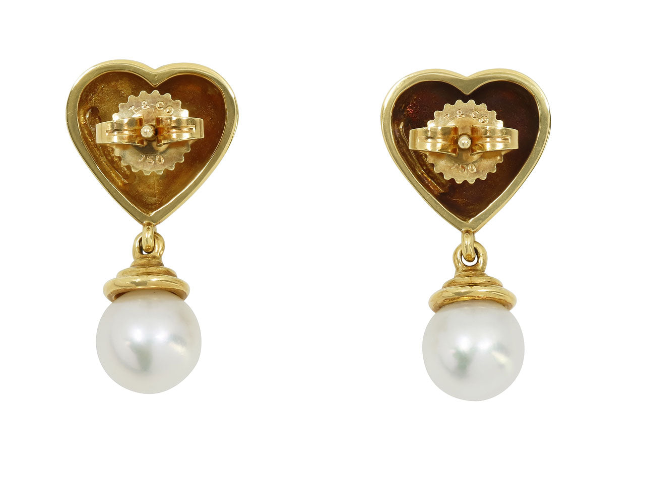 Tiffany & Co. Pearl and Heart Earrings in 18K Gold #516238