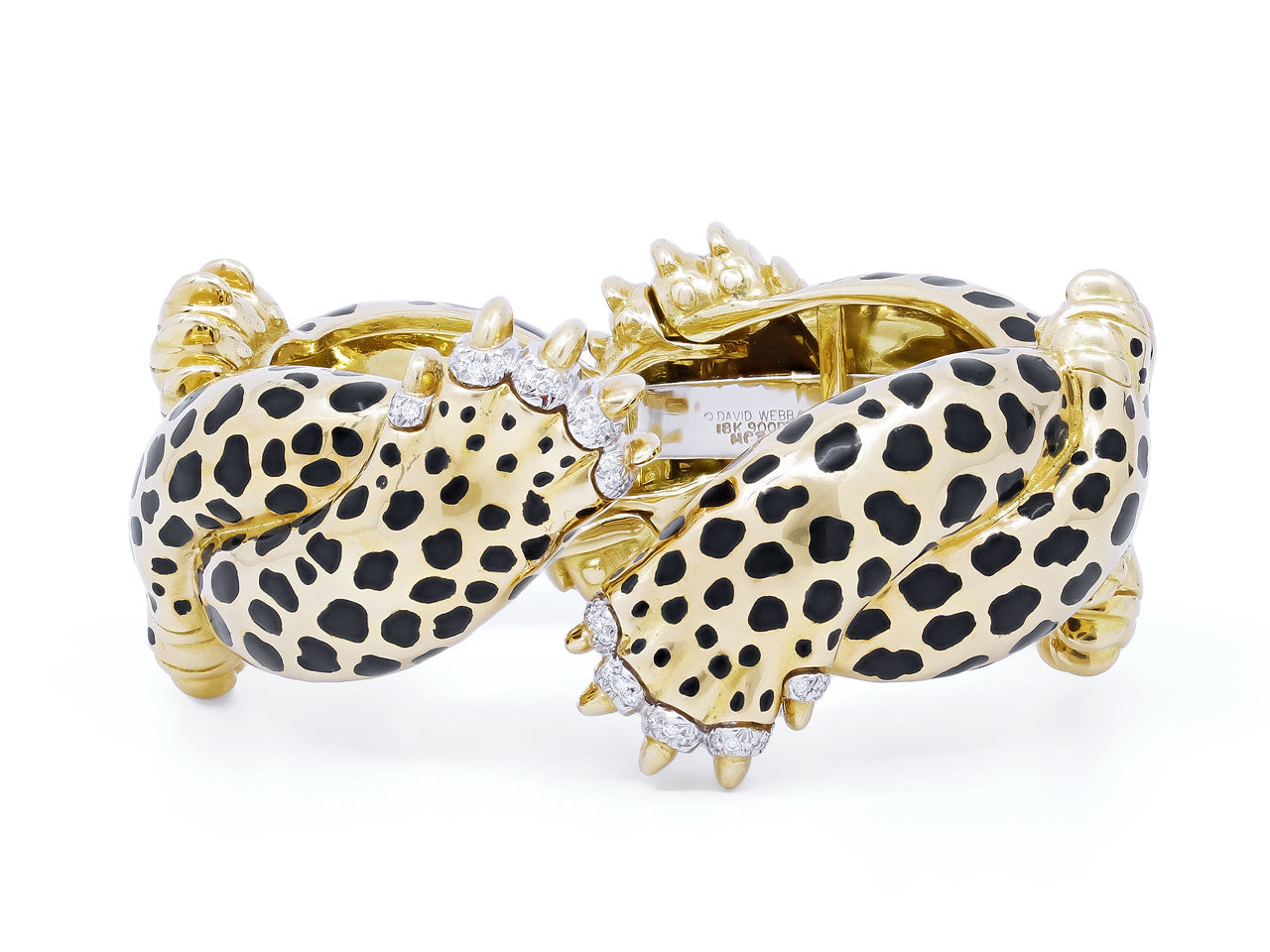 David Webb Diamond 'Leopard Paw' Bracelet in 18K Yellow Gold and Platinum