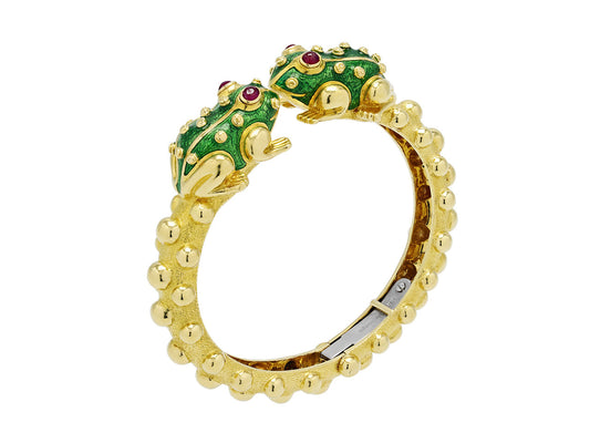 David Webb Frog Bangle in 18K Gold