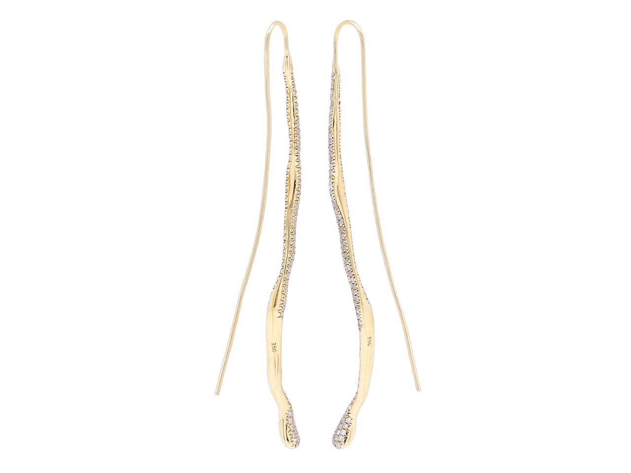 Diamond Dangle 'Snake' Earrings in 18K Gold