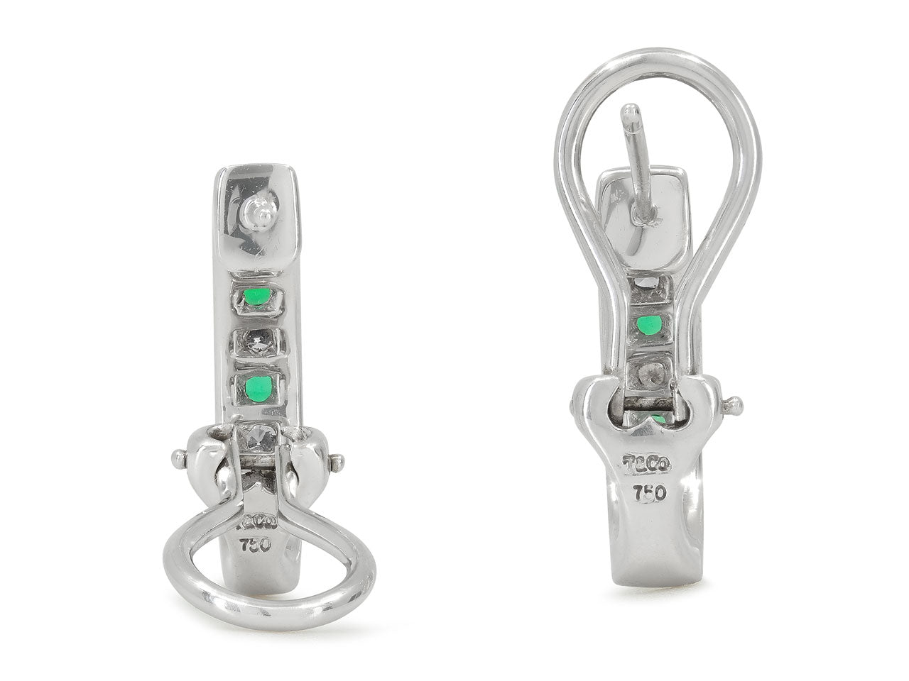 Tiffany & Co. Emerald and Diamond Earrings in 18K White Gold