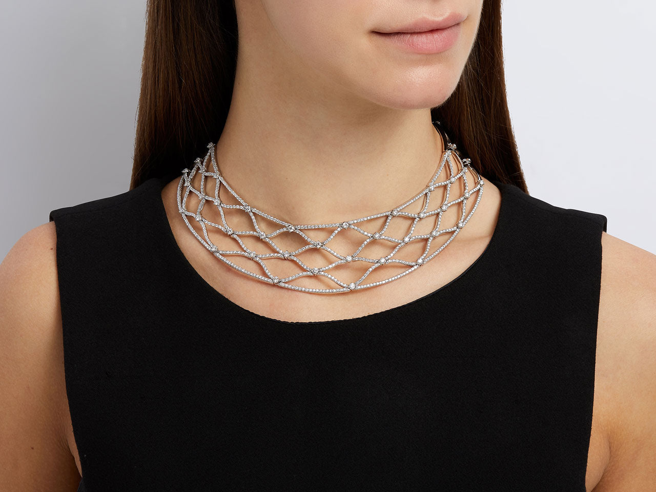Stefan Hafner 'Fishnet' Diamond Necklace in 18K White Gold