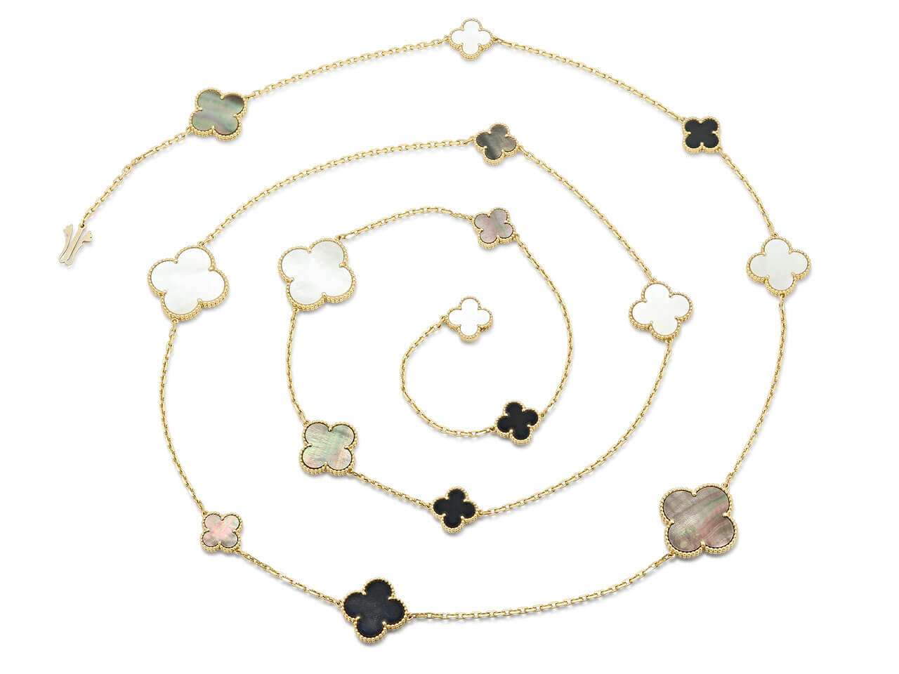 Magic Alhambra earrings, 3 motifs 18K yellow gold, Mother-of-pearl, Onyx - Van  Cleef & Arpels