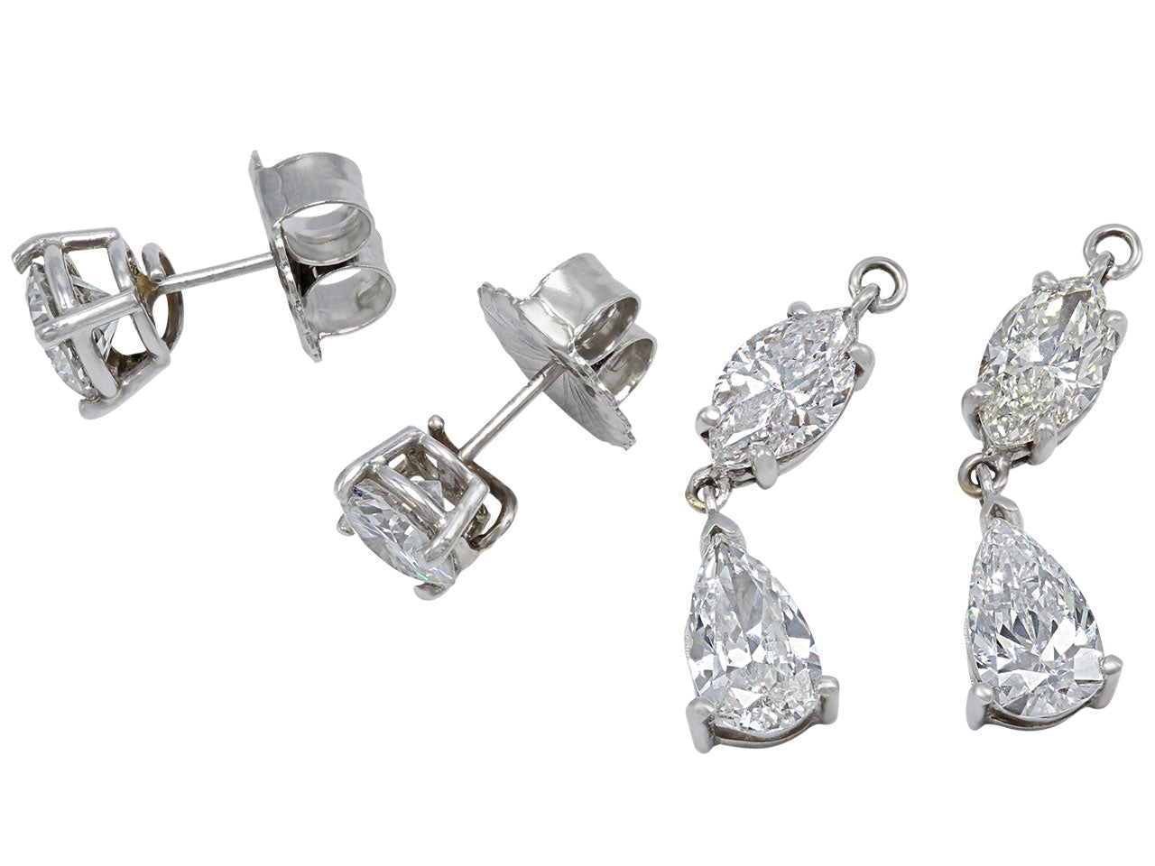 Diamond Dangle Earrings, 5.91 total carats, in Platinum