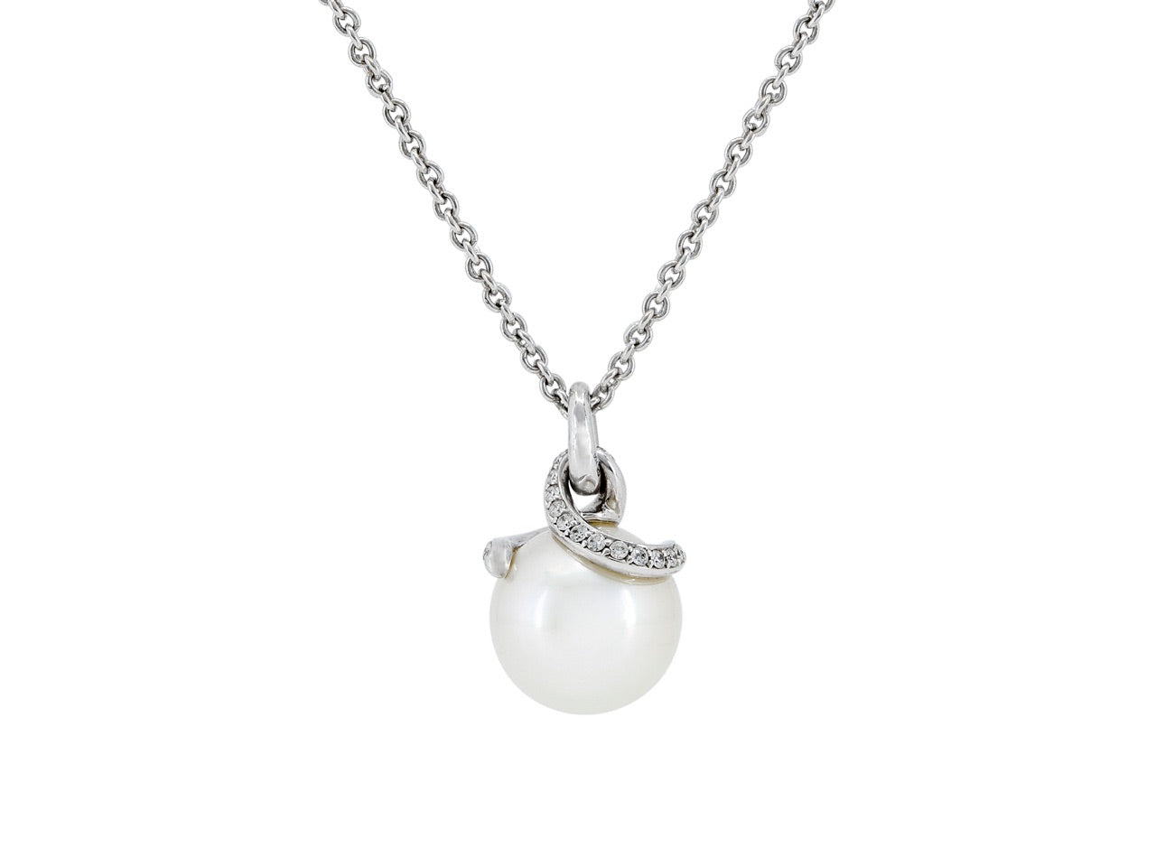 Mikimoto Pearl and Diamond Pendant in 18K White Gold