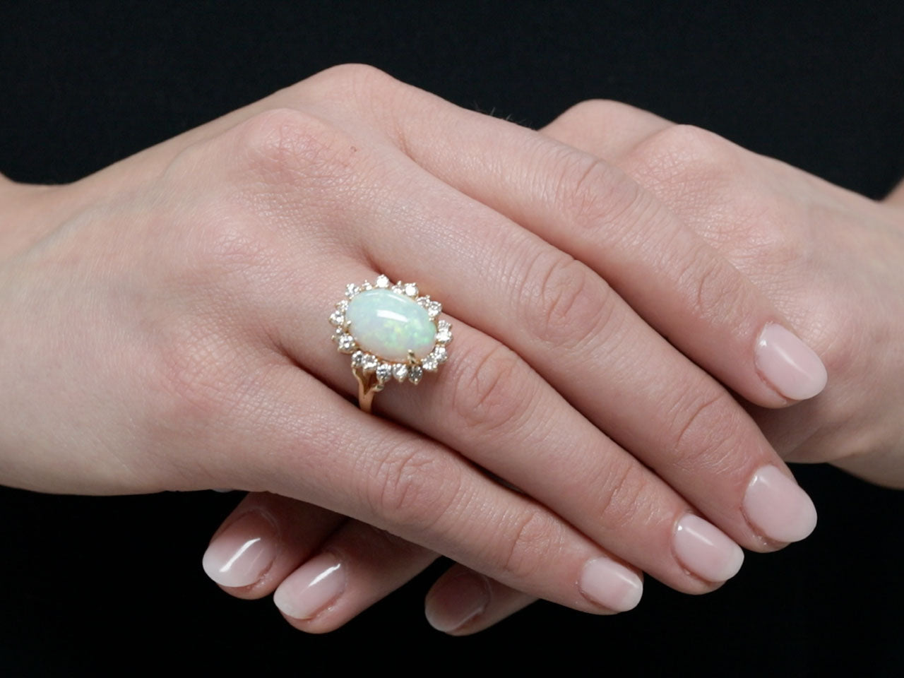 Diamond and Opal Ring in 14K Gold