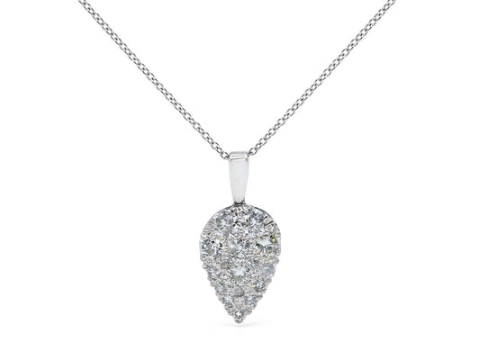 Mid-Century Teardrop Diamond Pendant in Platinum