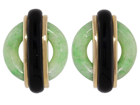 Cartier Aldo Cipullo Jade and Onyx Earrings in 18K